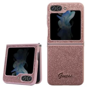 Case Guess GUHCZF5HGGSHP Samsung Galaxy Z Flip 5 Hardcase Glitter Script rosa/pink