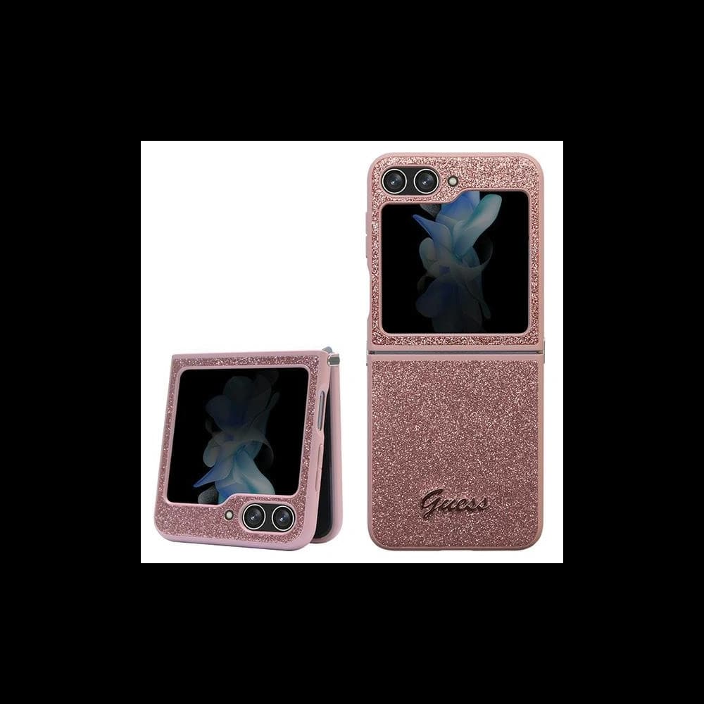Case Guess GUHCZF5HGGSHP Samsung Galaxy Z Flip 5 Hardcase Glitter Script rosa/pink - 1
