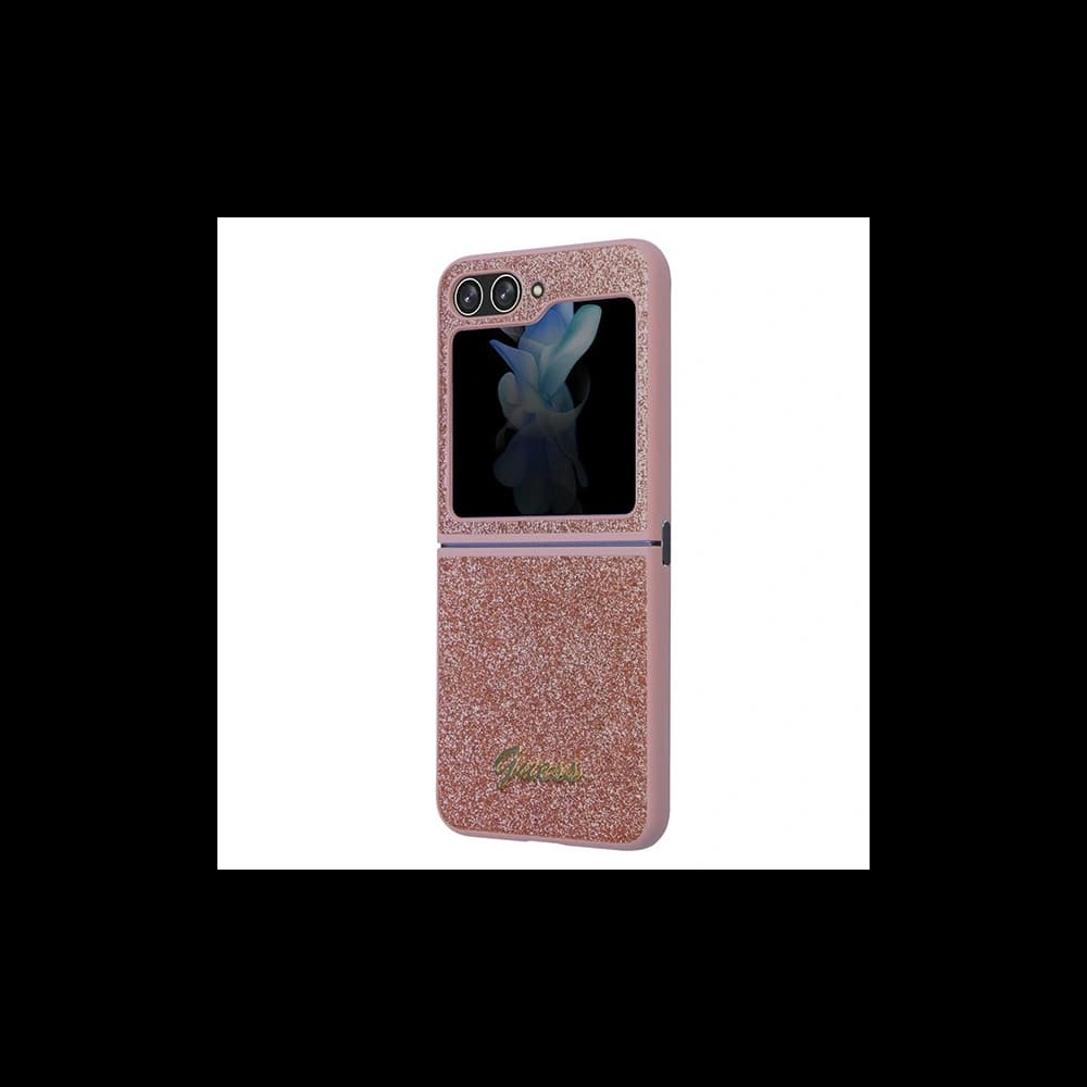 Case Guess GUHCZF5HGGSHP Samsung Galaxy Z Flip 5 Hardcase Glitter Script rosa/pink - 6