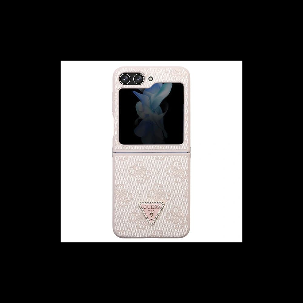 Case Guess GUHCZF5P4TDPP Samsung Galaxy Z Flip 5 Hardcase Leder 4G Triangle Strass rosa/pink - 2