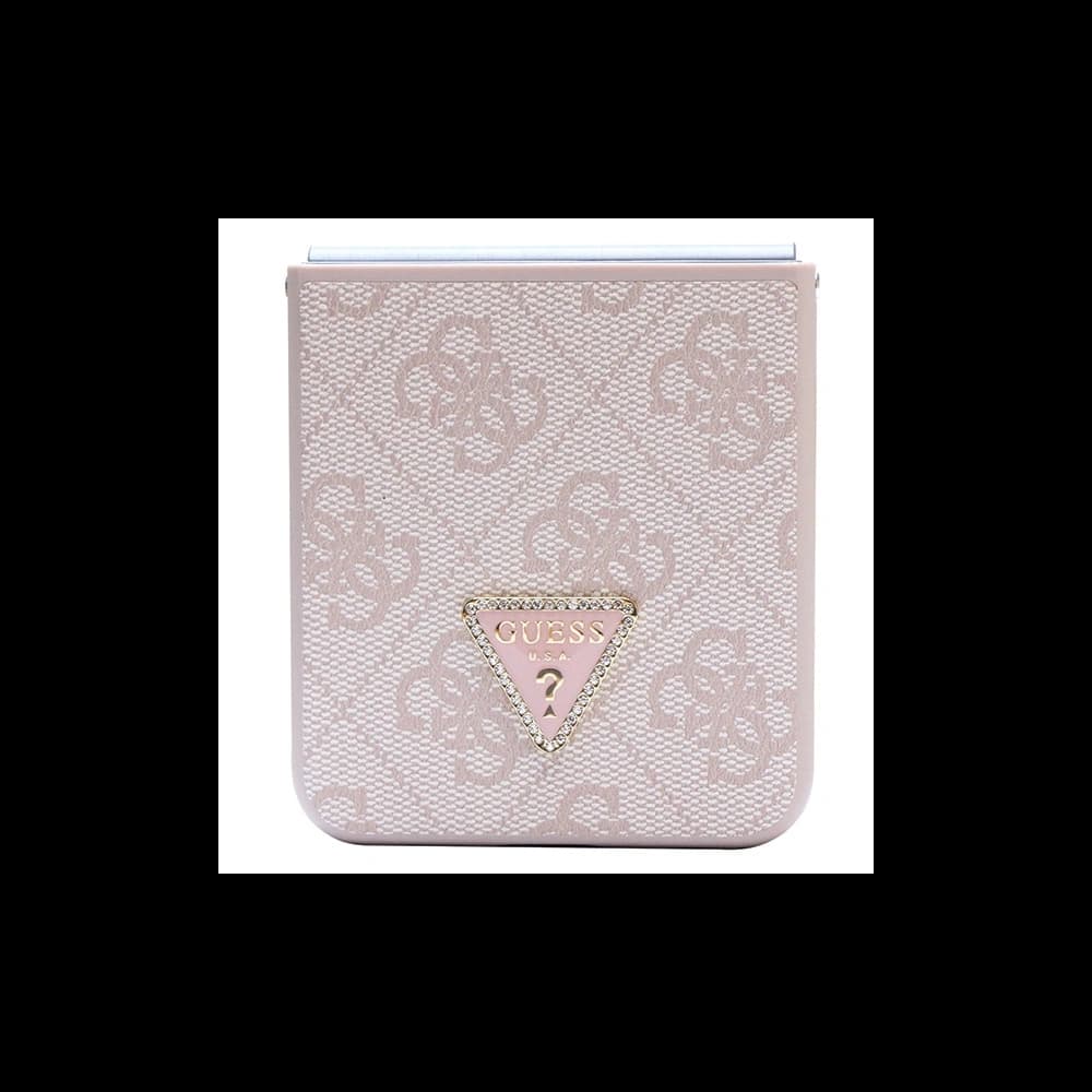 Case Guess GUHCZF5P4TDPP Samsung Galaxy Z Flip 5 Hardcase Leder 4G Triangle Strass rosa/pink - 5
