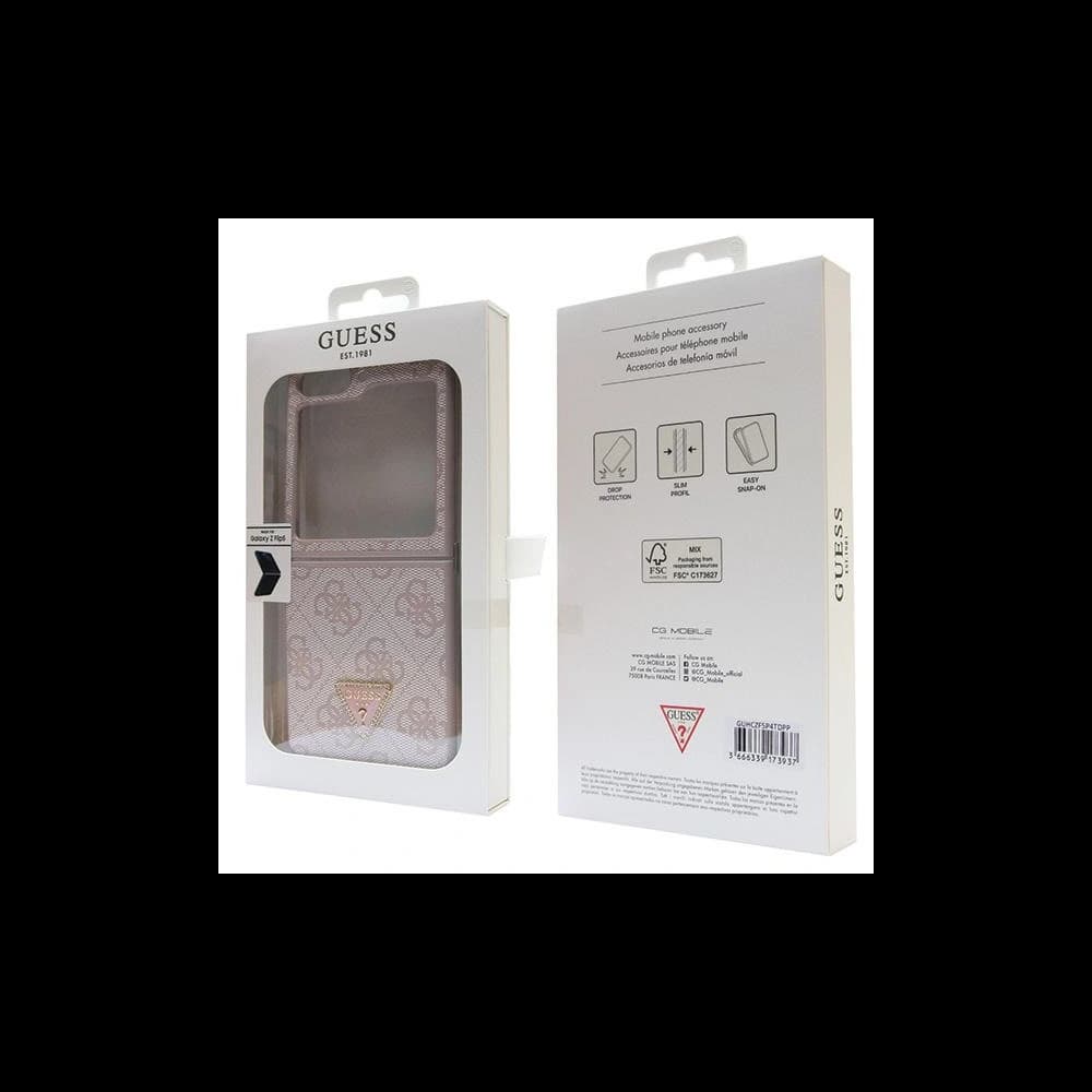 Case Guess GUHCZF5P4TDPP Samsung Galaxy Z Flip 5 Hardcase Leder 4G Triangle Strass rosa/pink - 8