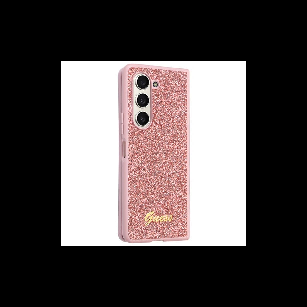 Case Guess GUHCZFD5HGGSHP Samsung Galaxy Z Fold 5 Hartschale Glitter Script rosa/pink - 5
