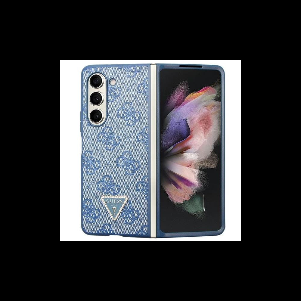 Case Guess GUHCZFD5P4TDPB Samsung Galaxy Z Fold 5 Hardcase Leder 4G Triangle Strass blau/blue - 1