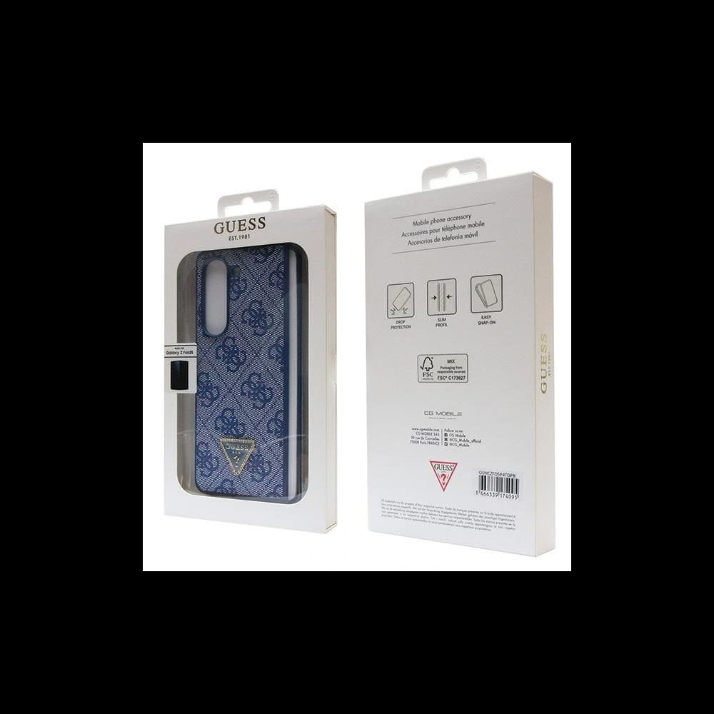 Case Guess GUHCZFD5P4TDPB Samsung Galaxy Z Fold 5 Hardcase Leder 4G Triangle Strass blau/blue - 7