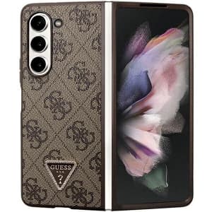 Case Guess GUHCZFD5P4TDPW Samsung Galaxy Z Fold 5 Hardcase Leder 4G Triangle Strass braun/brown