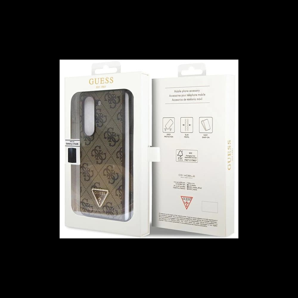 Case Guess GUHCZFD5P4TDPW Samsung Galaxy Z Fold 5 Hardcase Leder 4G Triangle Strass braun/brown - 7