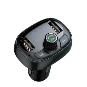 Baseus T-Typed FM Transmitter with Bluetooth function/USB Port/MicroSD Card Slot Blue