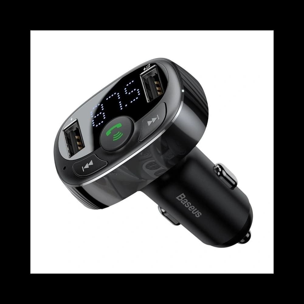 Baseus T typed Bluetooth FM TransmitTeR 2xUSB microSD Black - 1