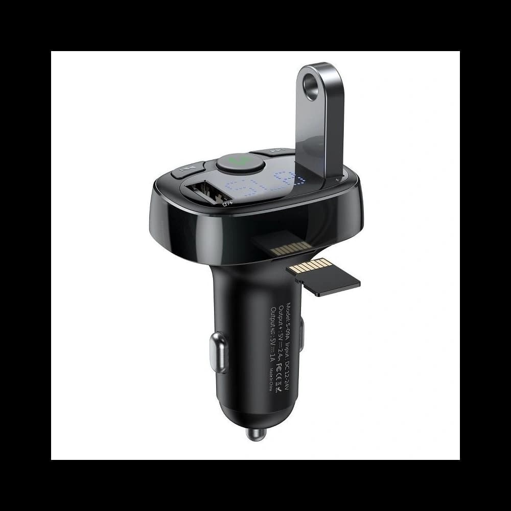 Baseus T typed Bluetooth FM TransmitTeR 2xUSB microSD Black - 2