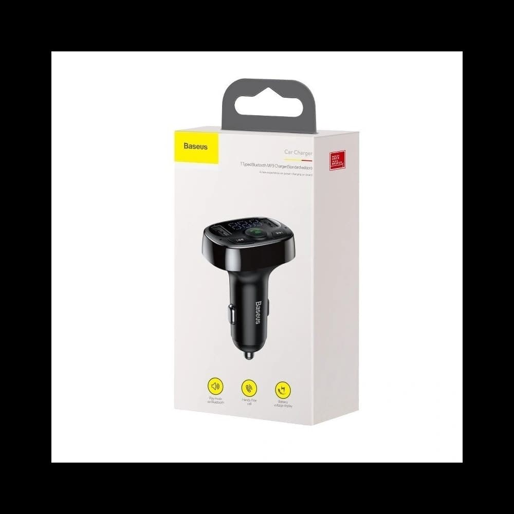 Baseus T typed Bluetooth FM TransmitTeR 2xUSB microSD Black - 6