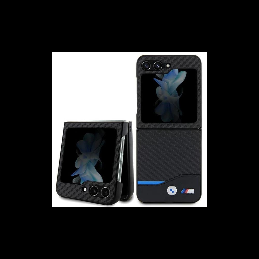 Case BMW BMHCZF522NBCK Samsung Galaxy Z Flip5 Leder Carbon schwarz/black - 1