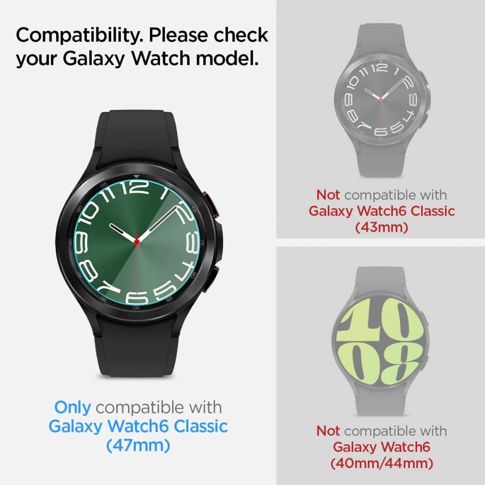 Spigen GLAS.tR ez Fit Samsung Galaxy Watch 6 Classic (47mm) Clear [2 PACK] - 6