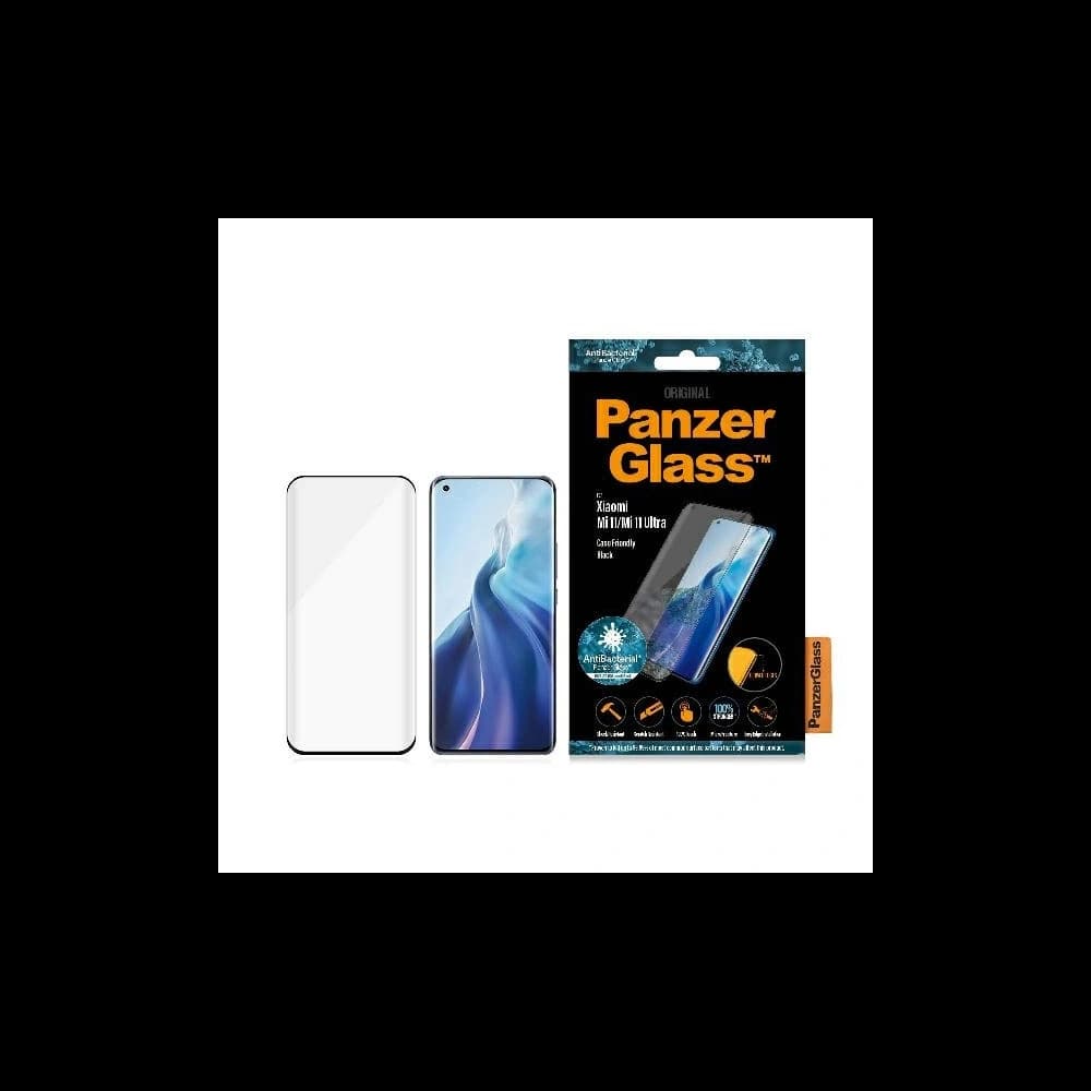 Gehärtetes Glas PanzerGlass Curved Super+ Xiaomi Mi 11 / Mi 11 Ultra Case Friendly Antibakteriell schwarz - 1