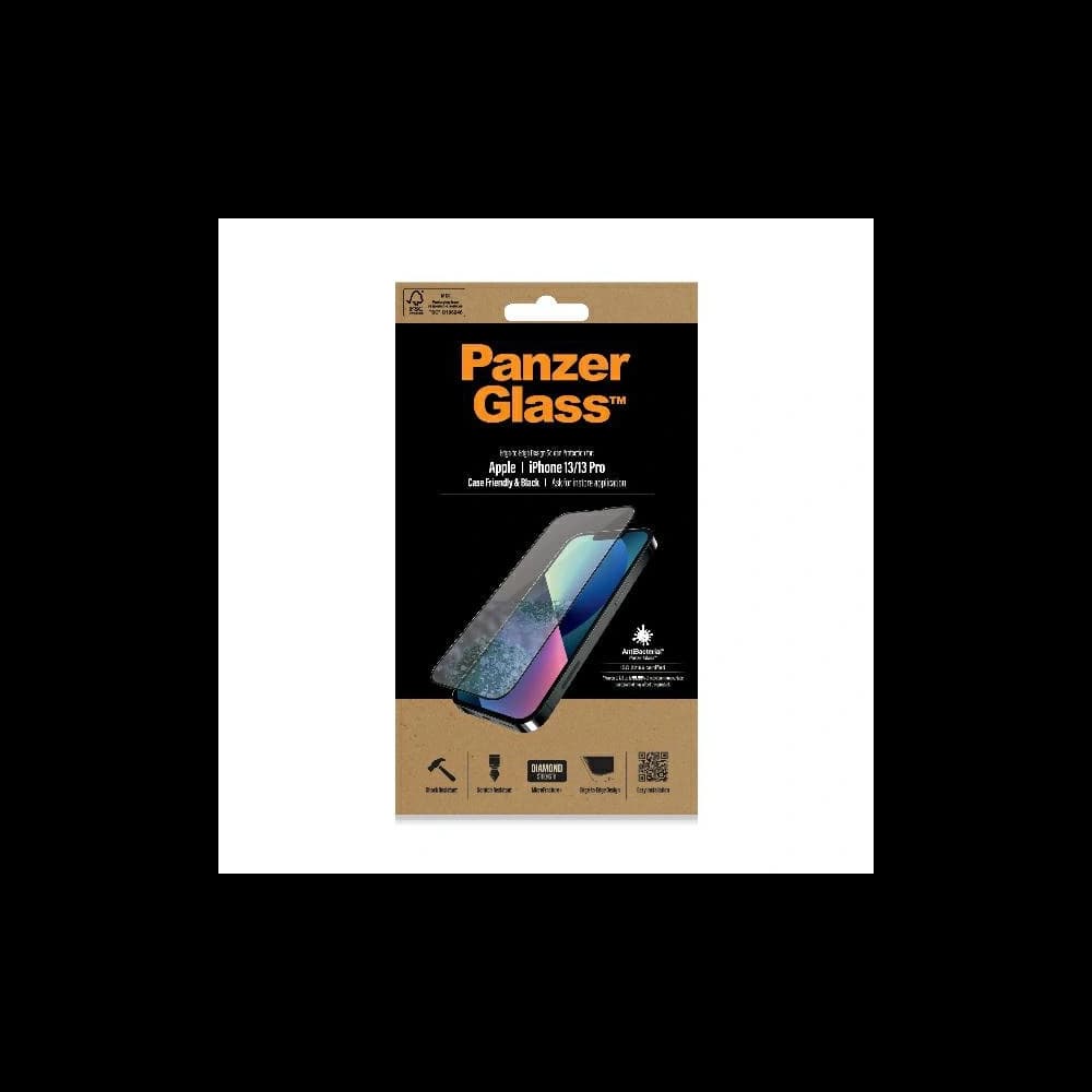 Gehärtetes Glas PanzerGlass E2E Mikroriss Apple iPhone 13 / 13 Pro Case Friendly Antibakteriell schwarz - 2