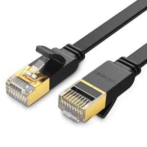 Płaski kabel sieciowy UGREEN Ethernet RJ45 Cat.7 STP LAN 10Gbps 3m czarny