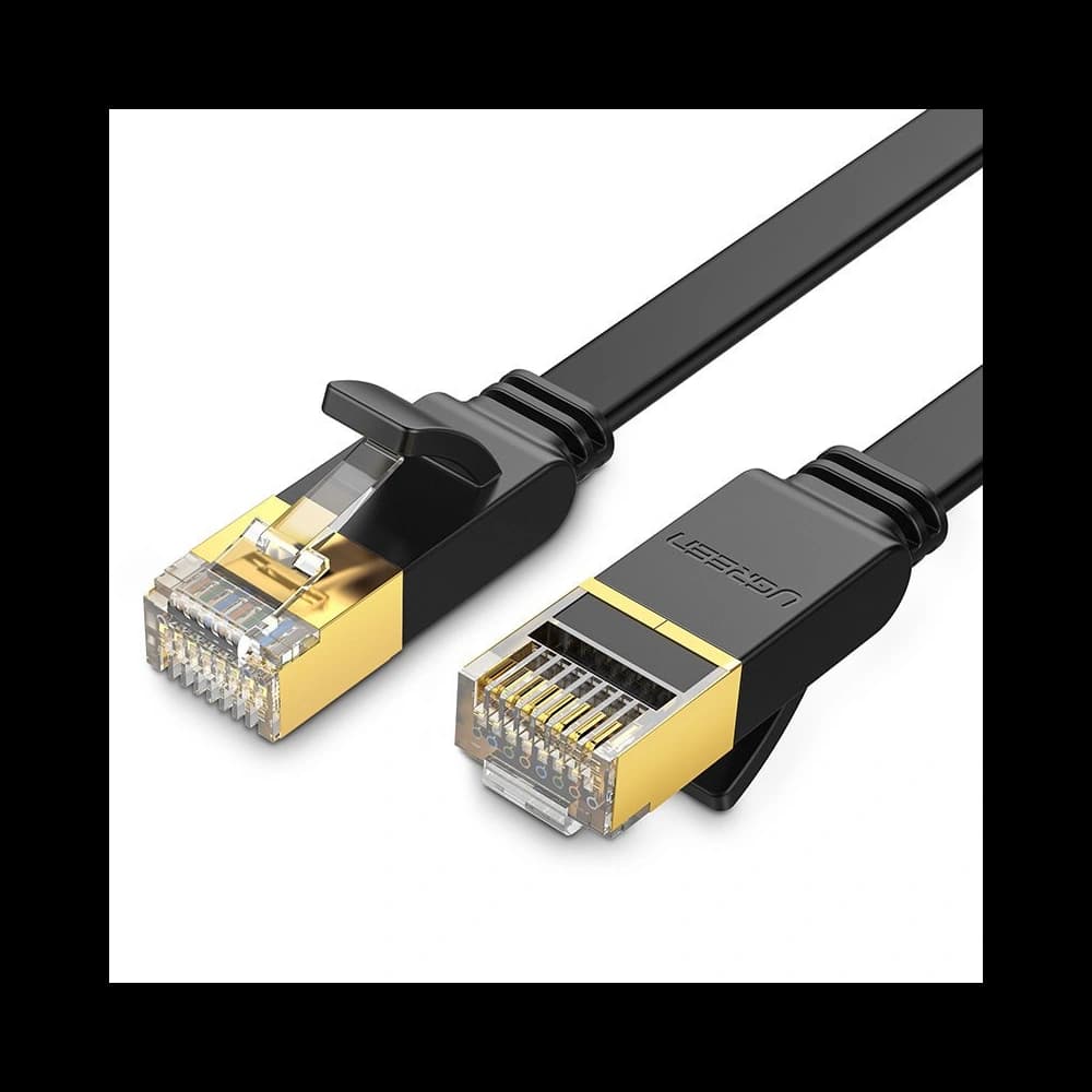 Flaches Netzwerkkabel UGREEN Ethernet RJ45 Cat.7 STP LAN 10Gbps 3m schwarz - 1