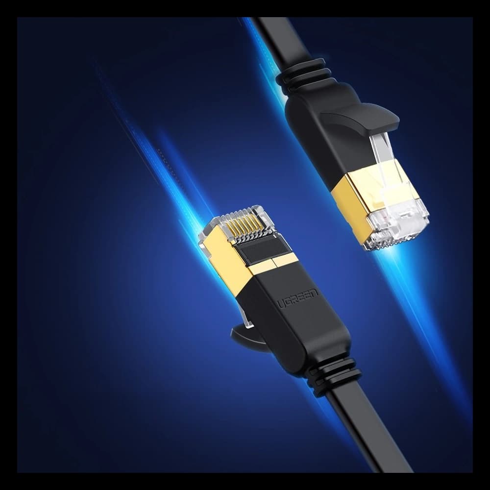 Flaches Netzwerkkabel UGREEN Ethernet RJ45 Cat.7 STP LAN 10Gbps 3m schwarz - 6