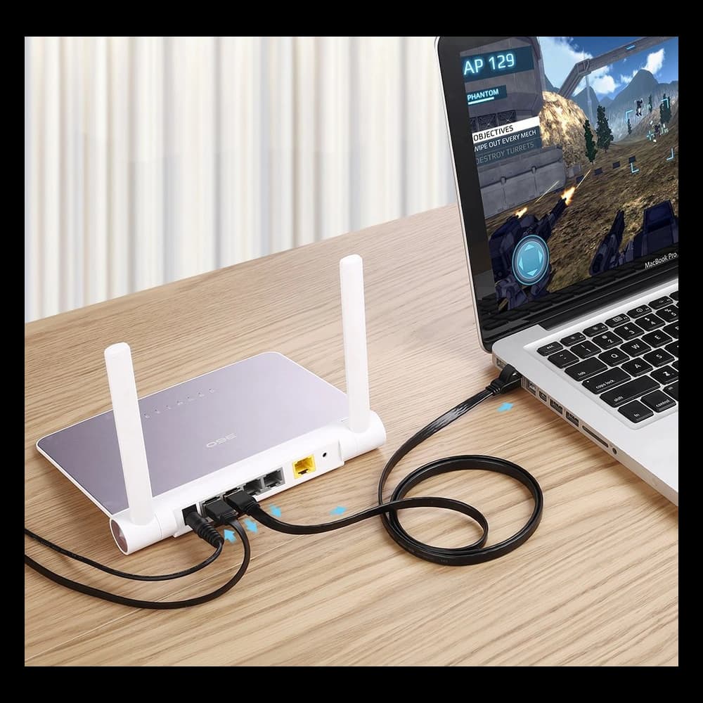 Flaches Netzwerkkabel UGREEN Ethernet RJ45 Cat.7 STP LAN 10Gbps 3m schwarz - 9