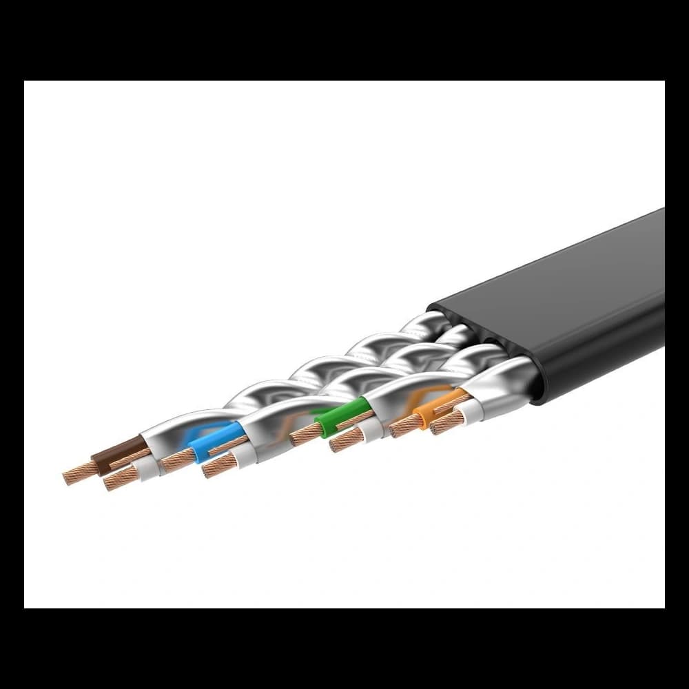 Flaches Netzwerkkabel UGREEN Ethernet RJ45 Cat.7 STP LAN 10Gbps 3m schwarz - 10