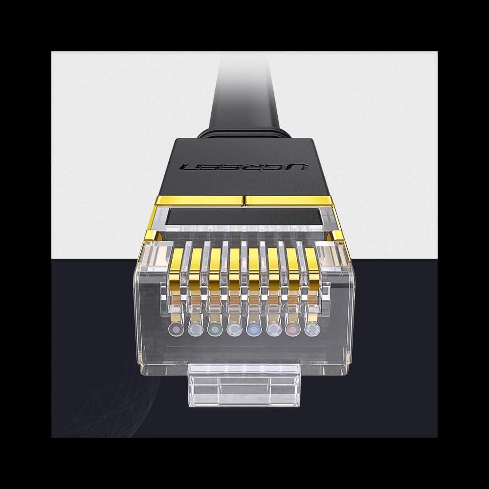 Flaches Netzwerkkabel UGREEN Ethernet RJ45 Cat.7 STP LAN 10Gbps 3m schwarz - 18