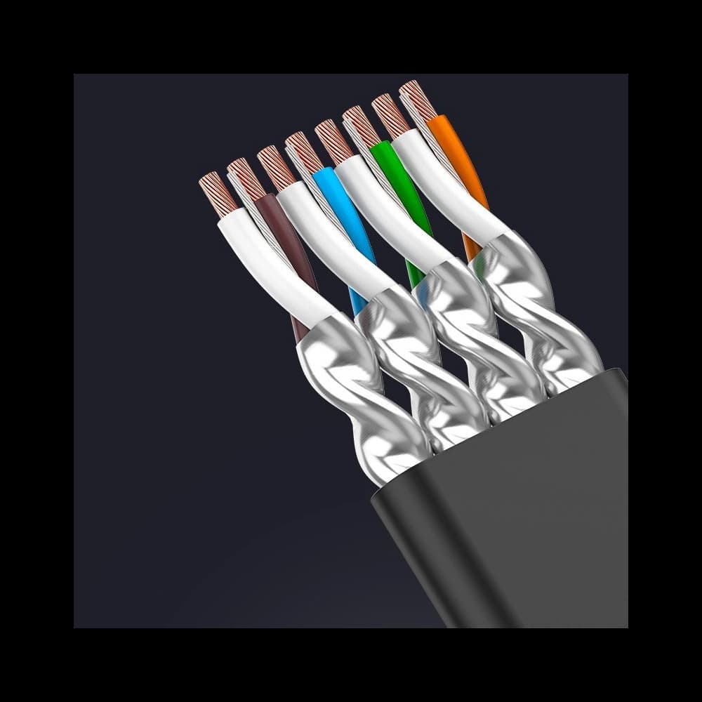 Flaches Netzwerkkabel UGREEN Ethernet RJ45 Cat.7 STP LAN 10Gbps 3m schwarz - 22