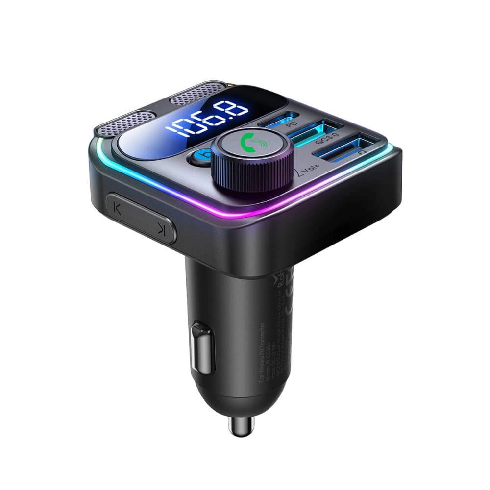 Joyroom FM transmitter JR-CCB01 2xUSB-A USB-C 48W with dual microphone black - 2