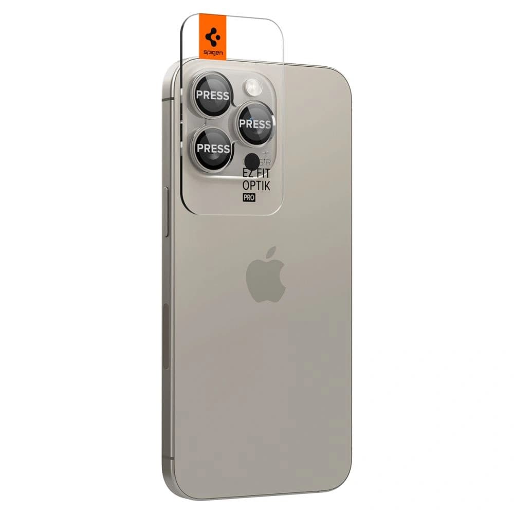 Spigen Optik.TR EZ Fit Camera Protector Apple iPhone 14 Pro / Max / 15 Pro / Max / 16 Pro / Max / 17 Pro / Max Natural Titanium [2 PACK] - 2
