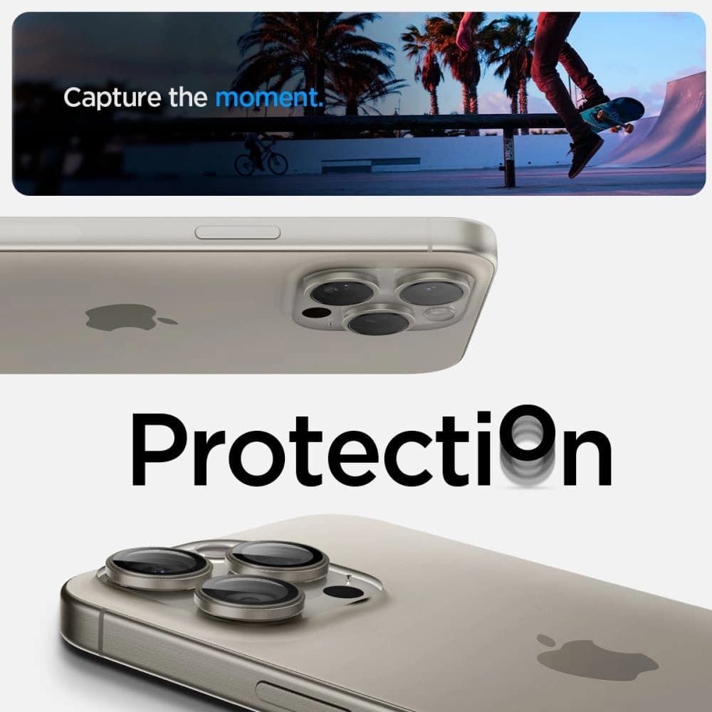 Spigen Optik.TR EZ Fit Camera Protector Apple iPhone 14 Pro / Max / 15 Pro / Max / 16 Pro / Max / 17 Pro / Max Natural Titanium [2 PACK] - 8