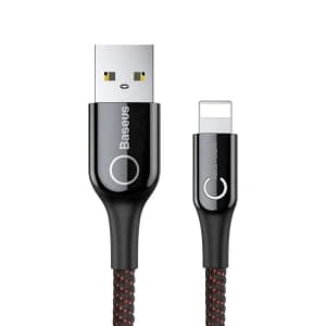 USB Lightning-Kabel mit LED Baseus C-förmig 2.4A 1m (schwarz)