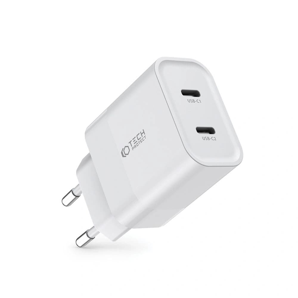 Netzteil Tech-Protect C20W Netzladegerät 2xUSB-C, PD, 20W Weiß - 2