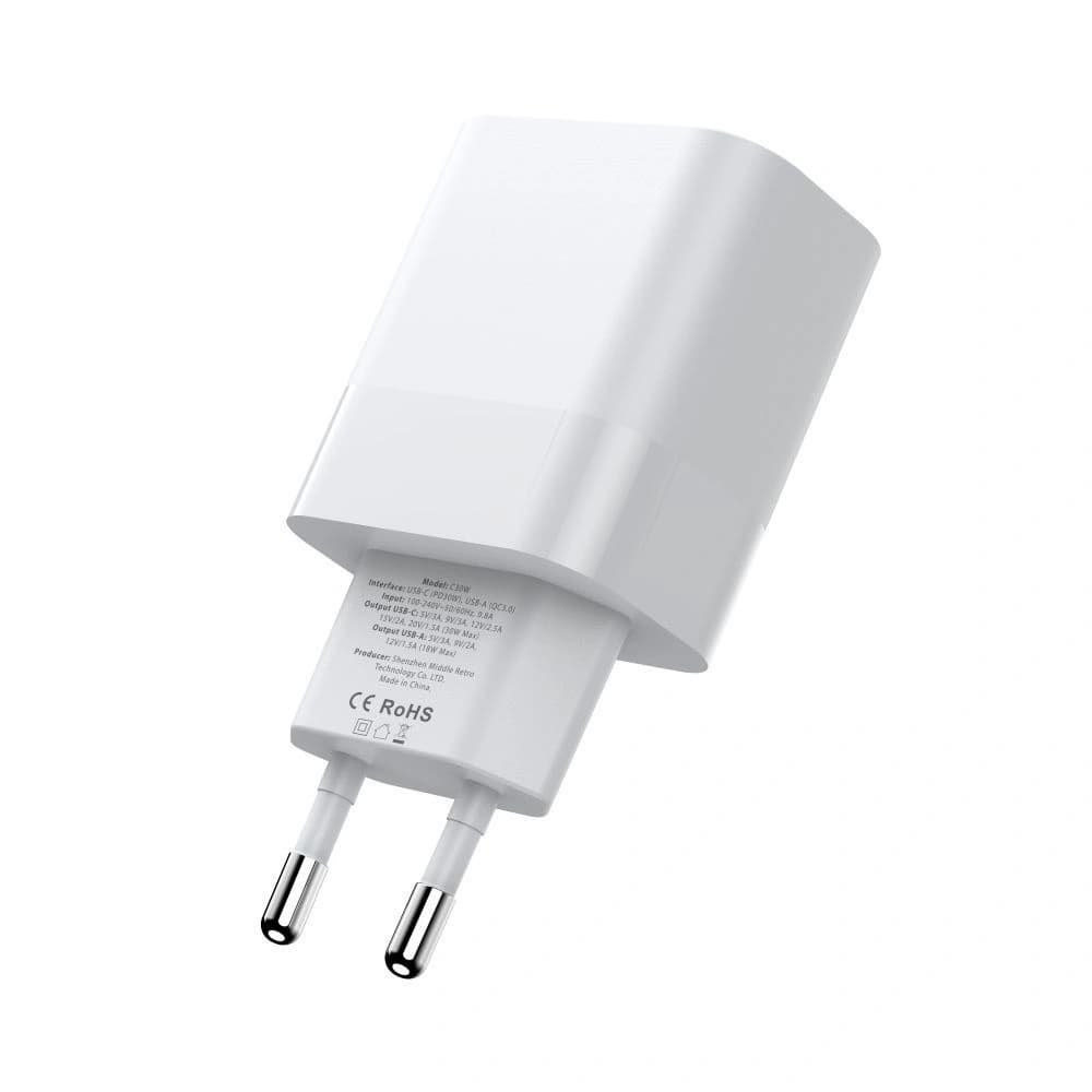Netzteil Tech-Protect C20W Netzladegerät 2xUSB-C, PD, 20W Weiß - 4