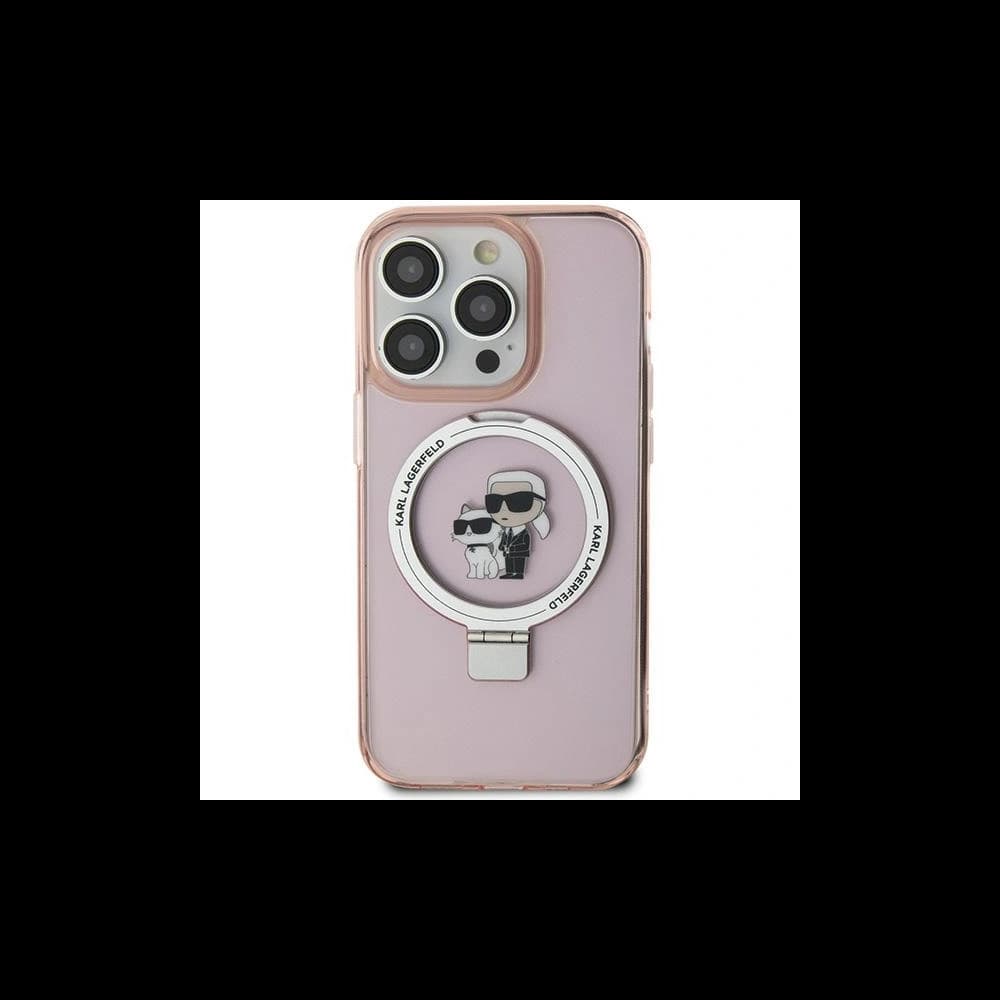 Case Karl Lagerfeld KLHMN61HMRSKCP Apple iPhone XR / 11 Hartschale Ring Stand Karl&Choupettte MagSafe rosa/pink - 1