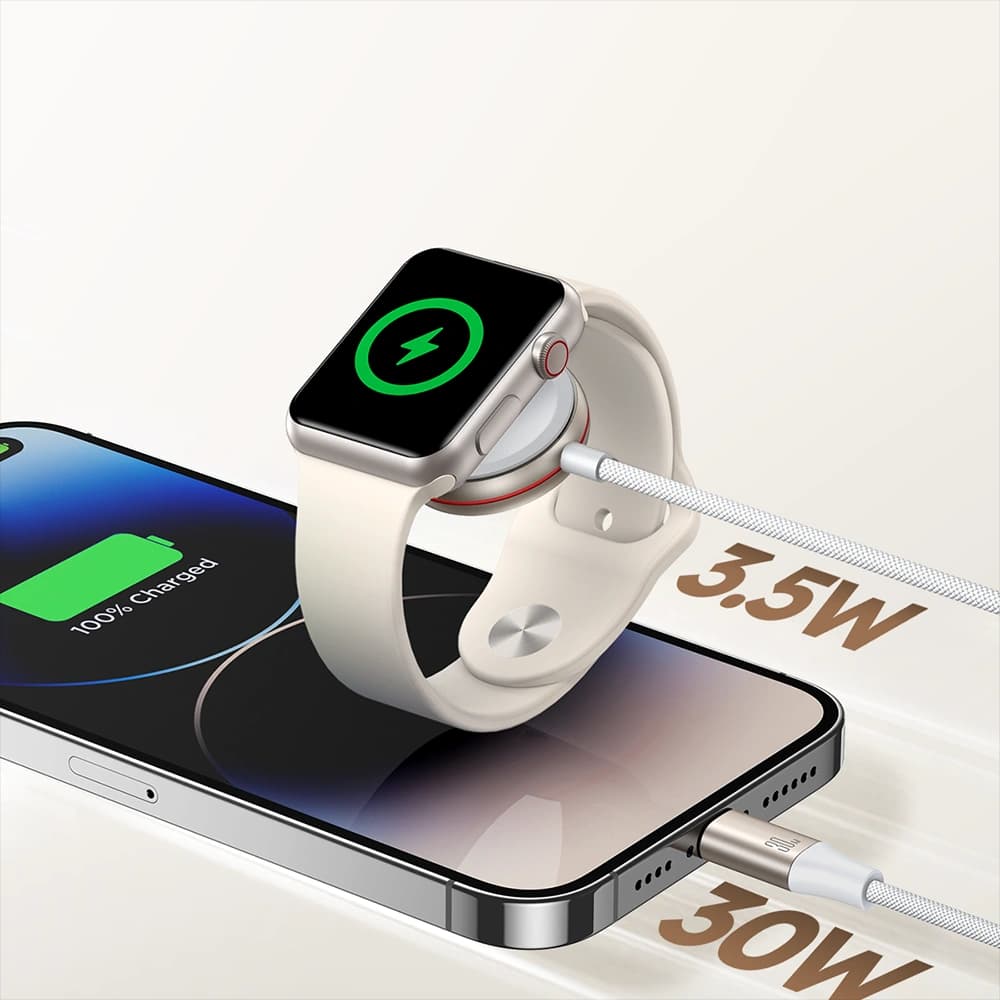 Kabel 2w1 Joyroom S-IW011 USB-C / Lightning, induktive Ladestation für Apple Watch 1.5m weiß - 9