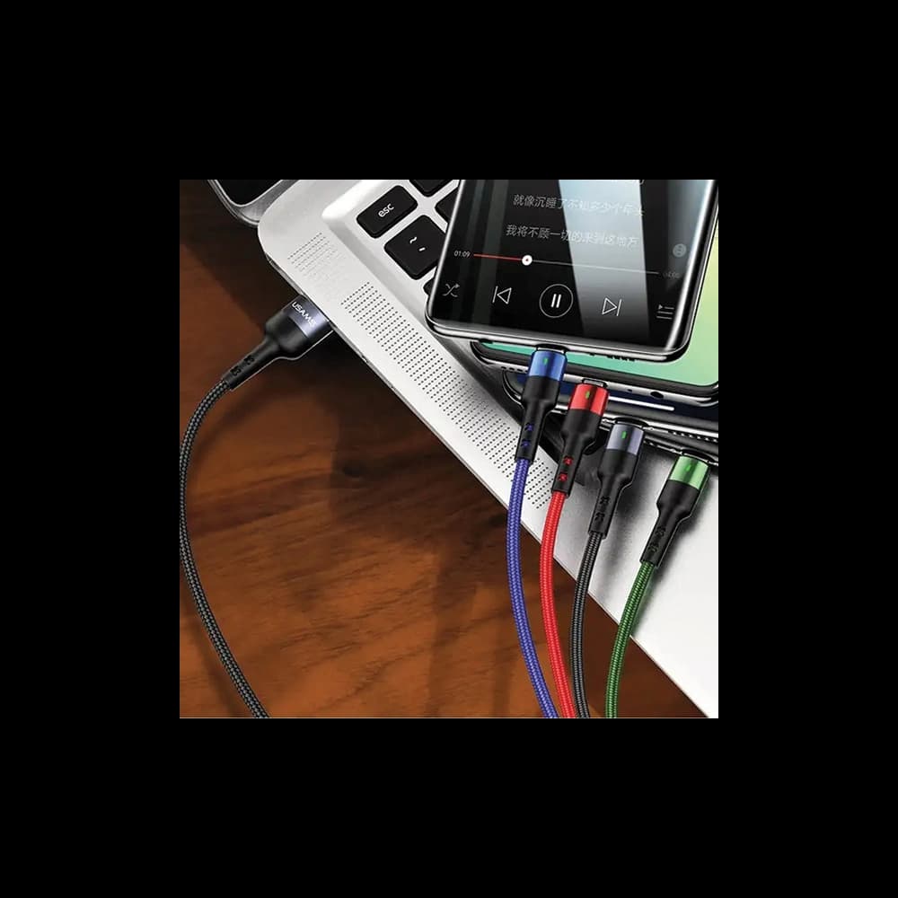 USAMS US-SJ317 4-in-1 cable USB-A / microUSB, USB-C, 2xLightning Fast Charge 2A 1.2m - 2