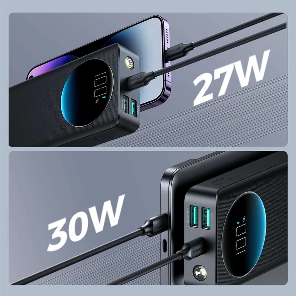 Joyroom JR-PBF03 powerbank 30000mAh 30W + USB-A / USB-C cable 25cm black - 9