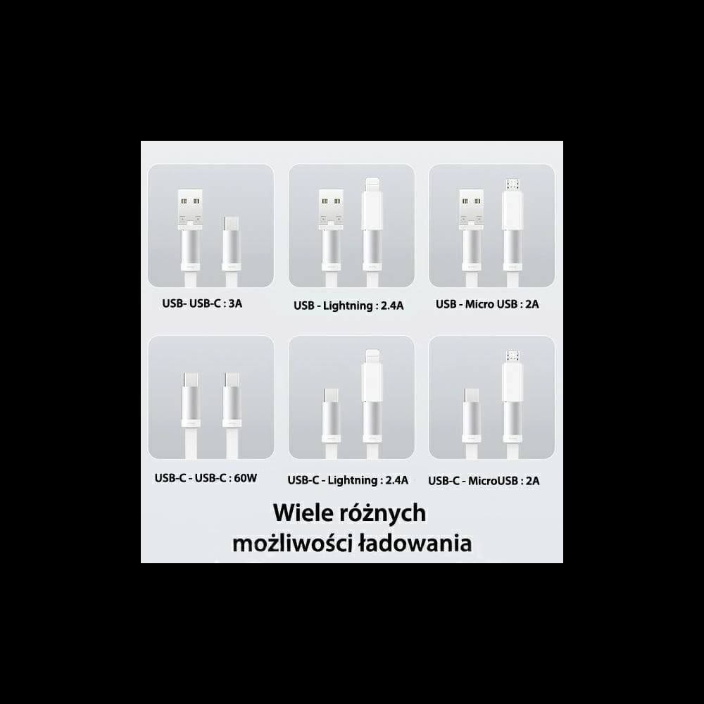 USAMS US-SJ650 3in1 cable MicroUSB / USB-C / Lightning 60W silver - 9