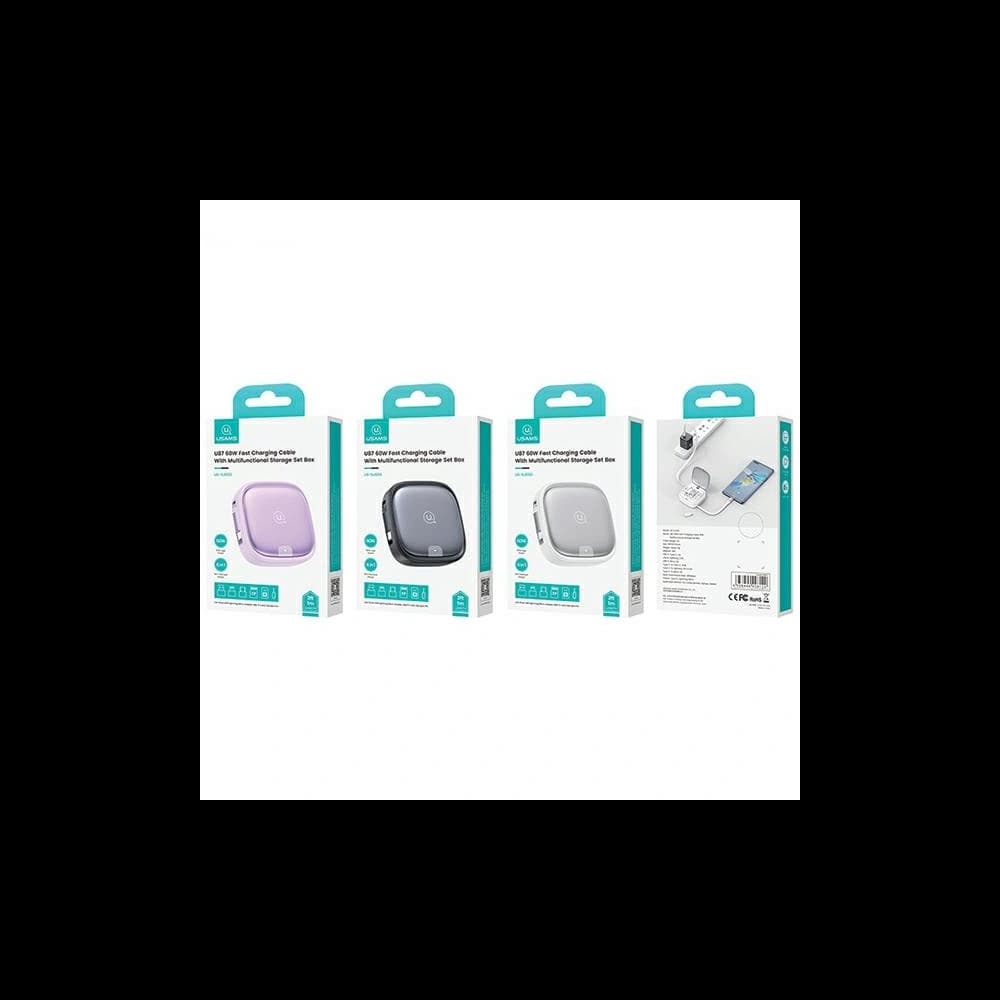 USAMS US-SJ650 3in1 cable MicroUSB / USB-C / Lightning 60W silver - 11