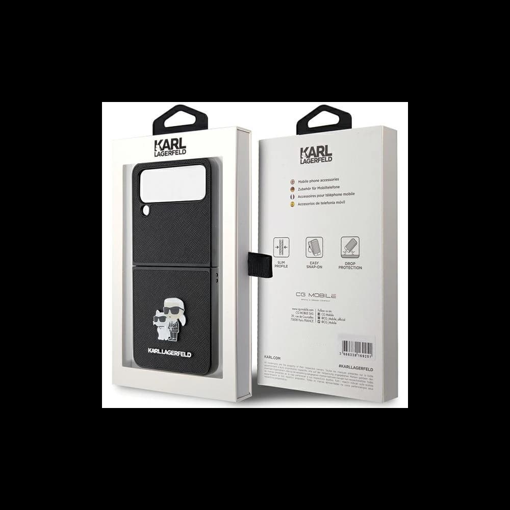 Case Karl Lagerfeld KLHCZF4SAKCNPK Samsung Galaxy Z Flip4 Hardcase Saffiano Karl&Choupette Pin schwarz/black - 5
