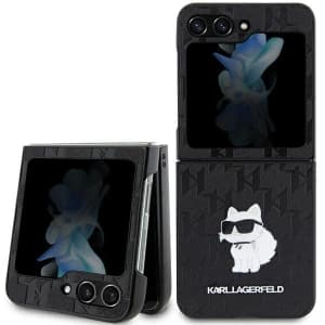 Case Karl Lagerfeld KLHCZF5SAPCHNPK Samsung Galaxy Z Flip5 Hardcase Saffiano Monogram Choupette Pin schwarz/black