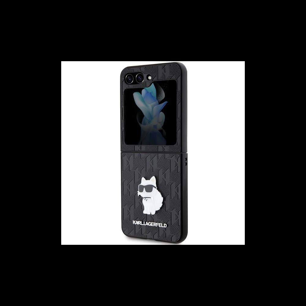 Case Karl Lagerfeld KLHCZF5SAPCHNPK Samsung Galaxy Z Flip5 Hardcase Saffiano Monogram Choupette Pin schwarz/black - 6