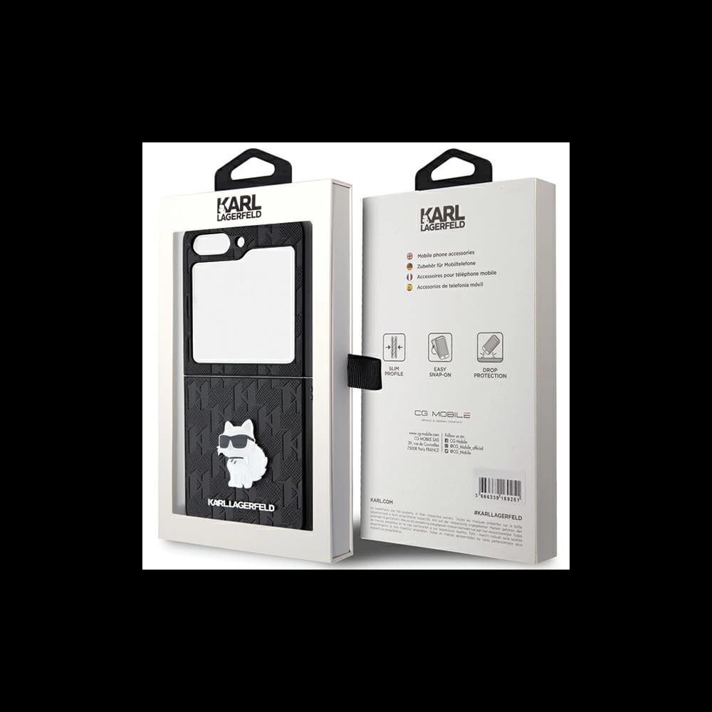 Case Karl Lagerfeld KLHCZF5SAPCHNPK Samsung Galaxy Z Flip5 Hardcase Saffiano Monogram Choupette Pin schwarz/black - 8