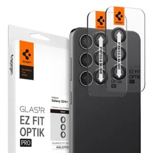 Gehärtetes Glas für die Spigen Optik.tr ez Fit Kamera Schutz Samsung Galaxy S24+ Plus Schwarz [2 PACK]