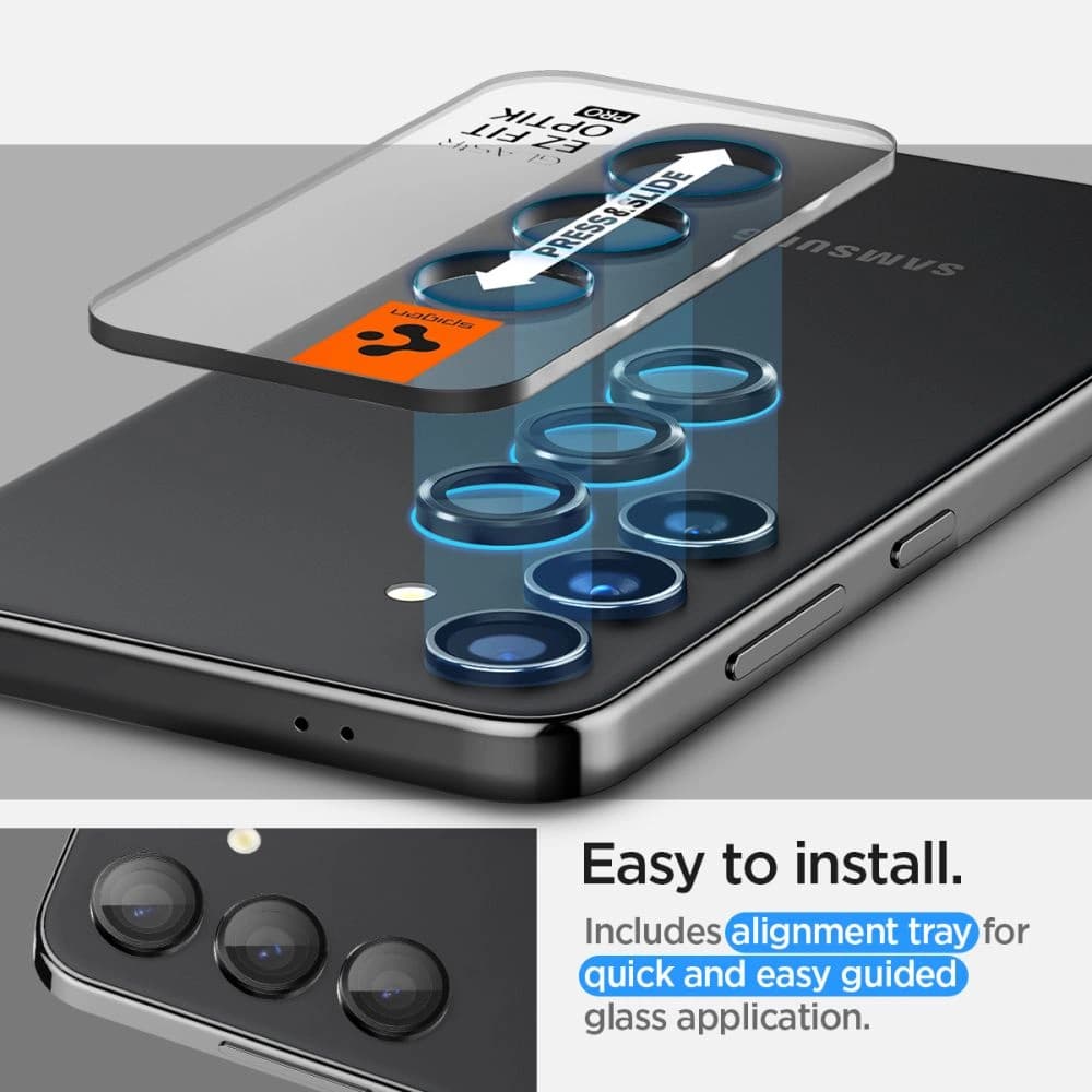 Gehärtetes Glas für die Spigen Optik.tr ez Fit Kamera Schutz Samsung Galaxy S24+ Plus Schwarz [2 PACK] - 8