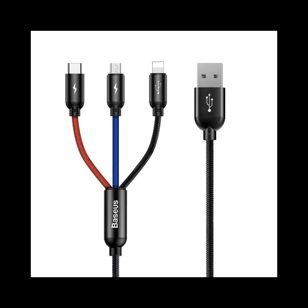 Baseus USB-Kabel 3in1 USB-C / Lightning / Micro 3A 1,2m (schwarz) - 1