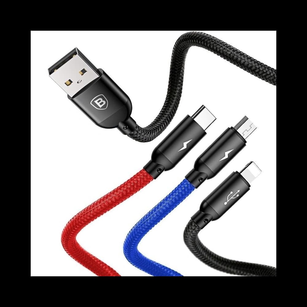 Baseus USB-Kabel 3in1 USB-C / Lightning / Micro 3A 1,2m (schwarz) - 2