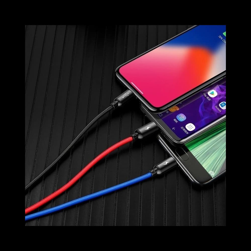 Baseus USB-Kabel 3in1 USB-C / Lightning / Micro 3A 1,2m (schwarz) - 12