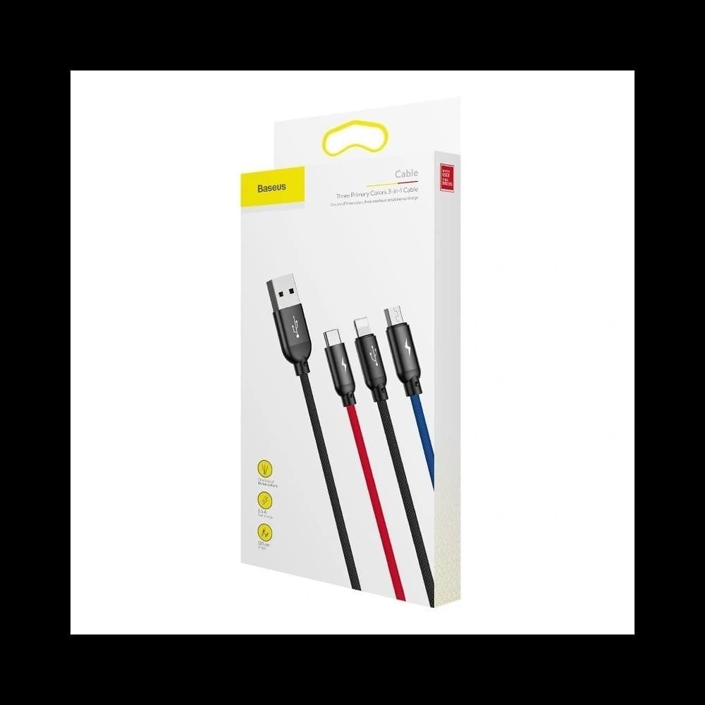 Baseus USB-Kabel 3in1 USB-C / Lightning / Micro 3A 1,2m (schwarz) - 13