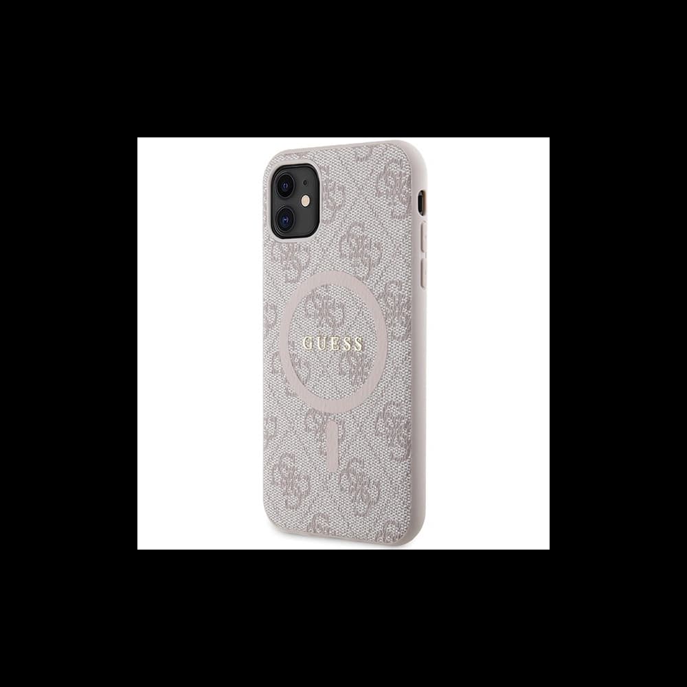 Case Guess GUHMN61G4GFRP Apple iPhone 11 / XR Hartschale 4G Collection Leder Metall-Logo MagSafe rosa/pink - 2