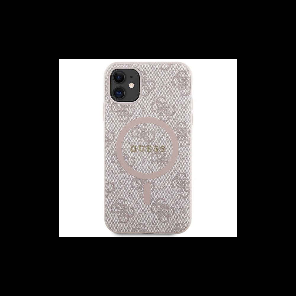 Case Guess GUHMN61G4GFRP Apple iPhone 11 / XR Hartschale 4G Collection Leder Metall-Logo MagSafe rosa/pink - 3
